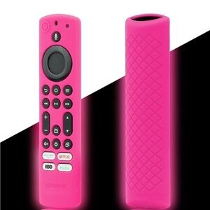 Remote Control Cover, Pink fire stick Skin Sleeve Glow in Dark